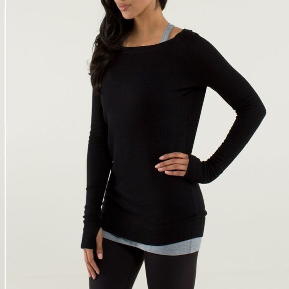 LULULEMON Cashmere Wool Reversible Scoop Neck Long Sleeve Sweater Black Grey 4 - Picture 11 of 15